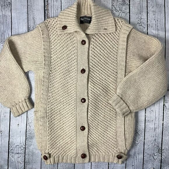 VINTAGE SPANNER 100% Wool Cardigan - Picture 1 of 6